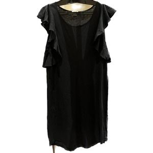 Women's Summer Casual  Blouse Round Neck Black Shirt - Size S